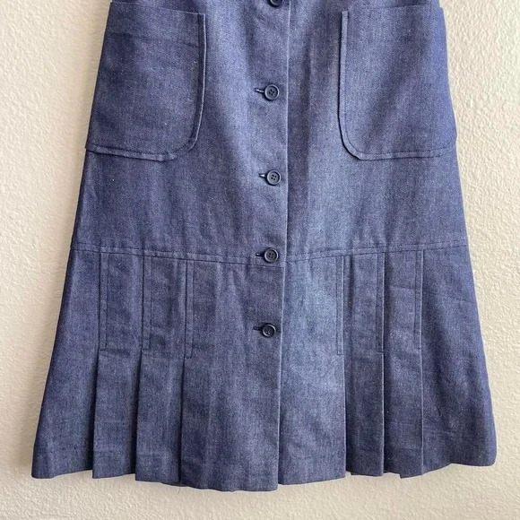 1970s Selvedge Denim Pleated Midi Skirt - Picture 6 of 8
